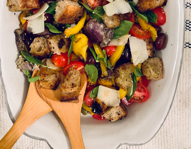 Summer barbecue panzanella salad