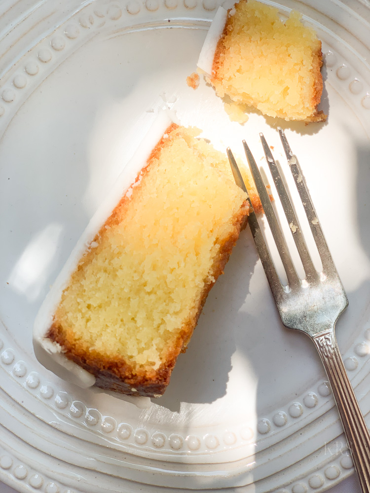 Slice of lemon drizzle cake