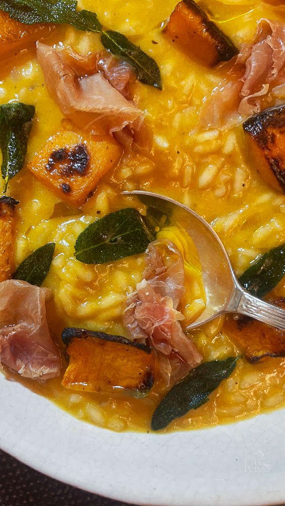 Butternut Squash Risotto with Crispy Sage and Prosciutto